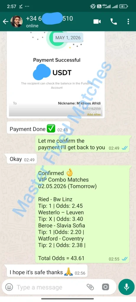 Verified best fixed matches Whatsapp proof 02.05.2026 Today Master Fixed Matches 