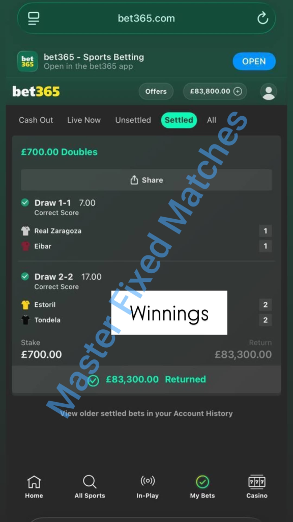 Best fixed correct score matches