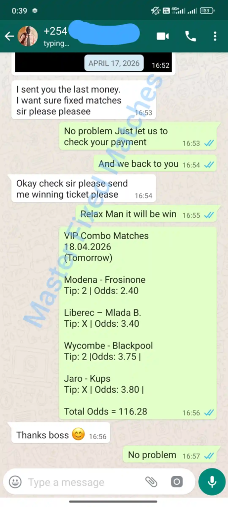 Best fixed matches vip ticket WhatsApp Proof for 18.04.2026 Today Master Fixed Matches