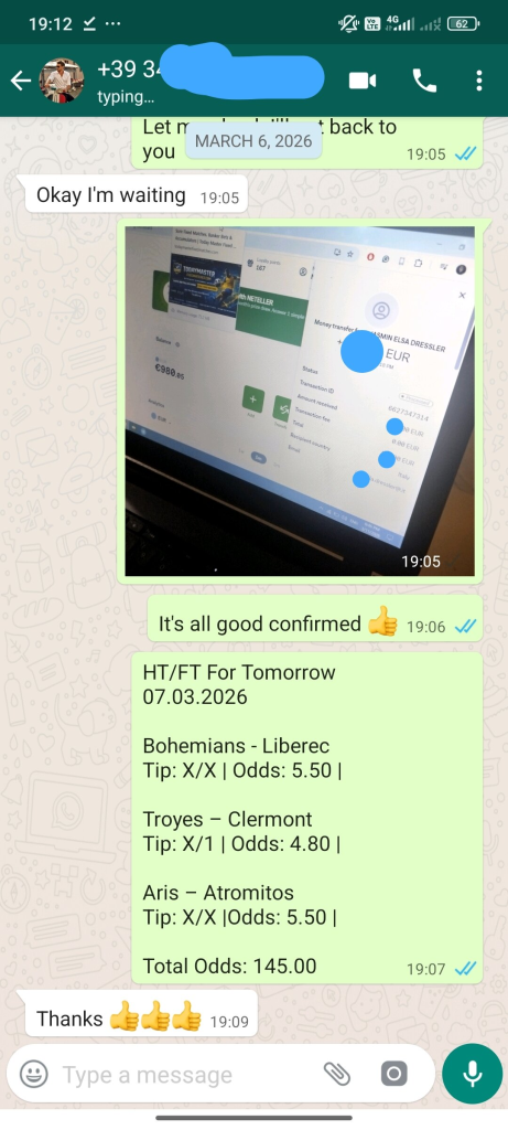 Verified WhatsApp Proof of Sure Fixed Matches HT/FT Ticket with 145.00 Total Odds