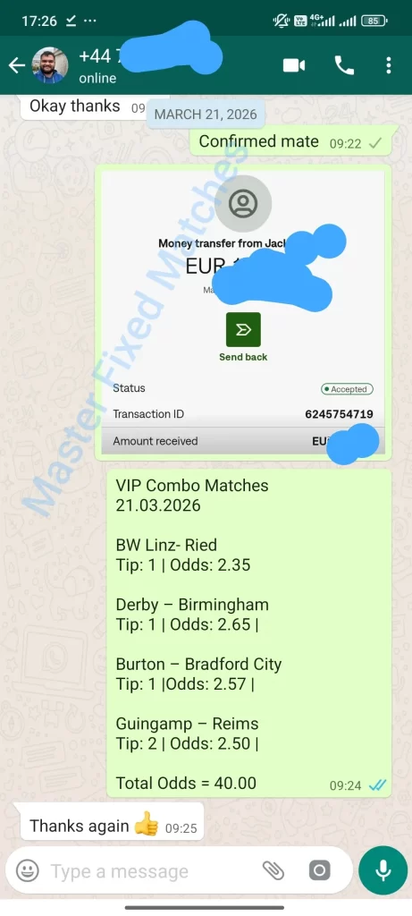 Best Fixed Matches VIP COMBO Proof of payment 21.03.2026 -Today Master Fixed Matches 