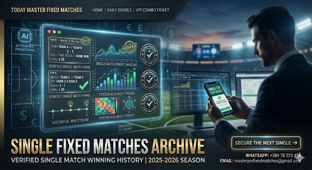 Archive of verified single fixed matches with high odds and 1X2 betting tips.
