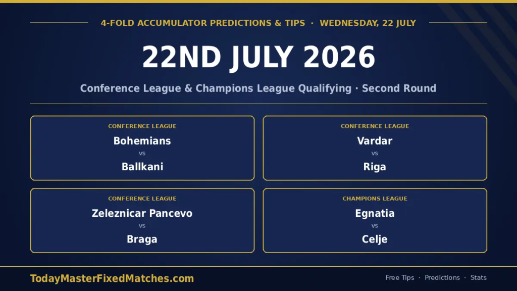 4-fold accumulator predictions and tips — 22 July 2026 European qualifiers