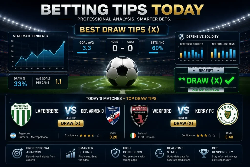 Best draw tips today football statistics and stalemate tendency analytics dashboard.