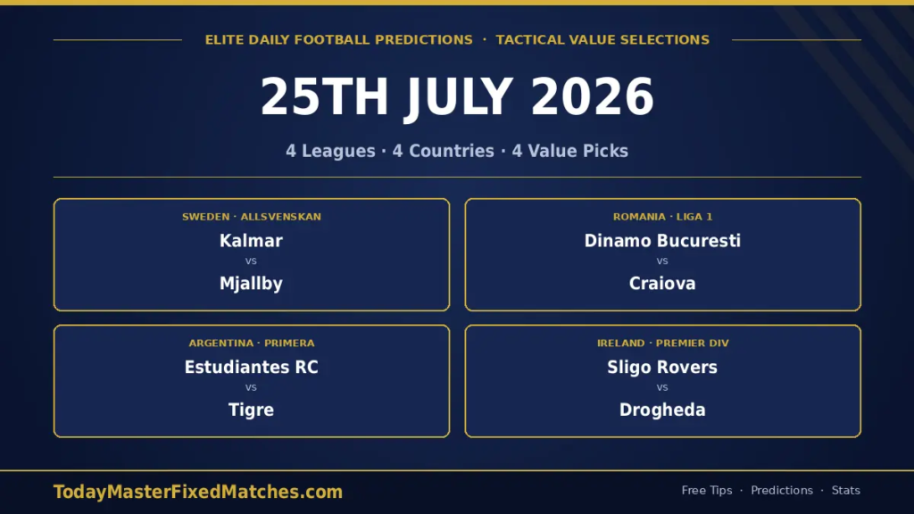 Elite Daily Football Predictions — 25 July 2026 value picks across 4 leagues