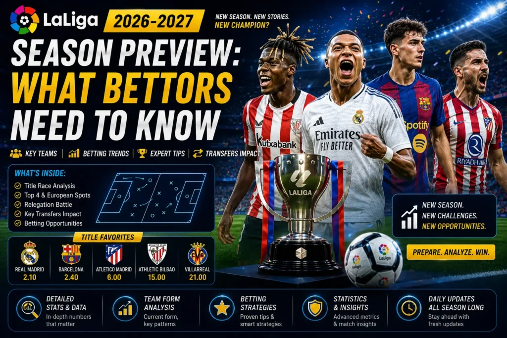 La Liga 2026-2027 season preview featuring title contenders, key players, tactical trends, and betting insights for the new Spanish football season.