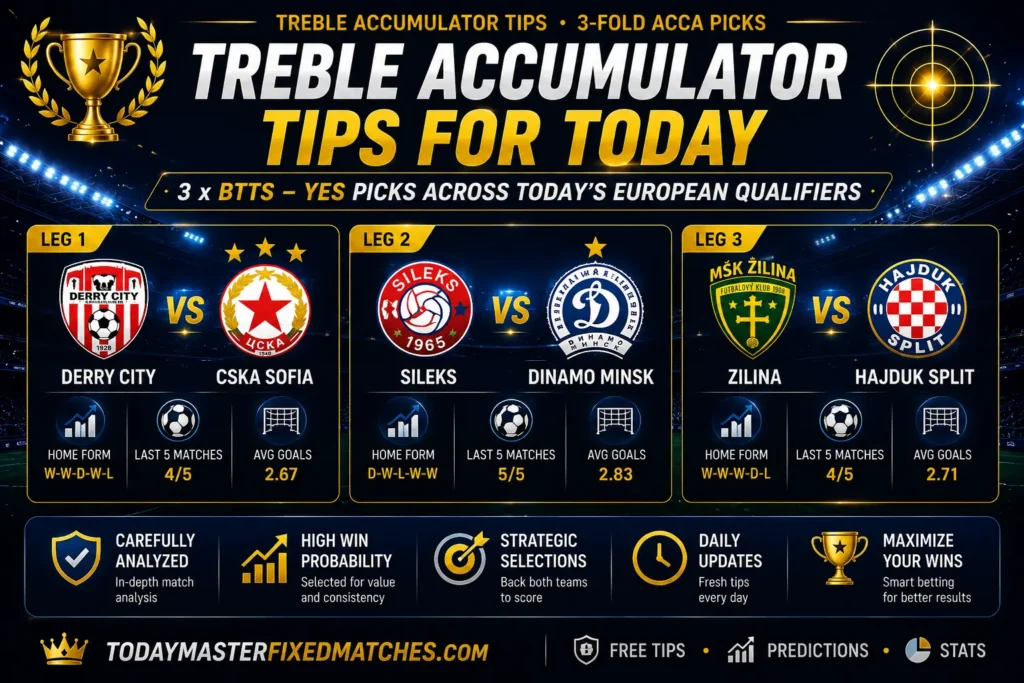 Treble accumulator tips today — 3-fold acca picks