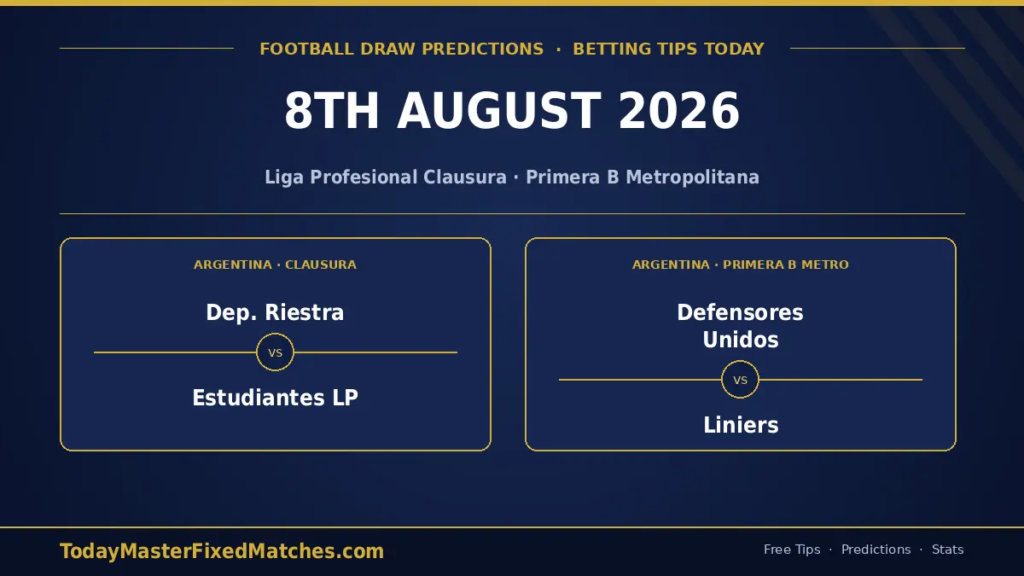 Football Draw Predictions — 8 August 2026 Argentine draw picks